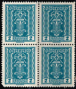 AUSTRIA 1922-1924 Very Fine MNH Block of 4 Stamps Scott # 252
