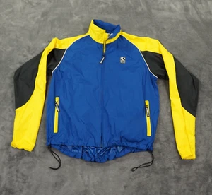 Pearl Izumi Jacket Mens Large Blue Yellow Technical Clima Guard Hood Rotofil - Picture 1 of 14