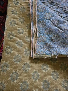 Tapestry upholstery  medium fabric 54"W  teal & lime green BTY - Picture 1 of 7
