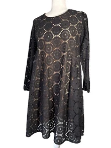 CECE Women's Black Fit Flare Fully Lined Lace Dress; Size 8 - Picture 1 of 4