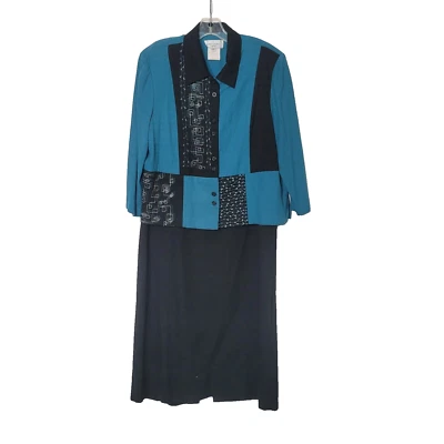 Miss Dorby платье и куртка костюм размер 18 черный цвет блок Midi - Изображение 1 из 4