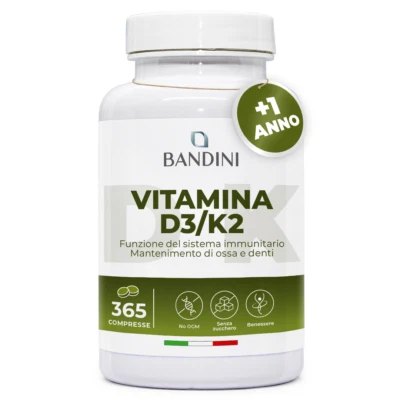 Bandini® Vitamina D3 K2 365 COMPRESSE 12 Mesi, D3K2 99% All Trans MK7 - Immagine 1 di 4