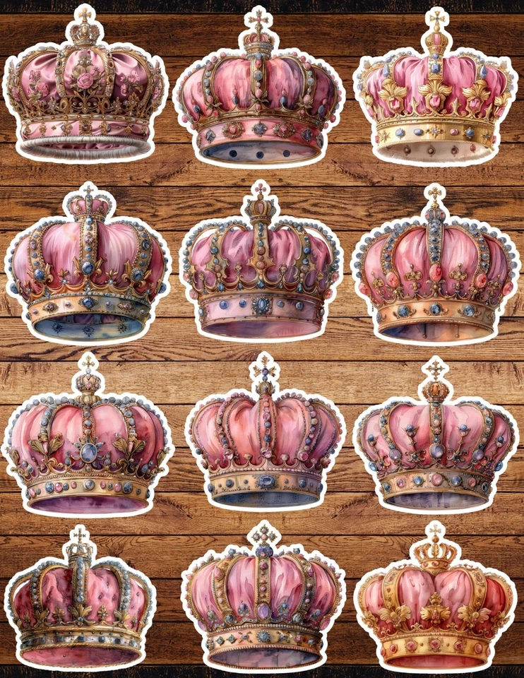 Juego de pegatinas de vinilo troqueladas corona rosa álbum de recortes computadora portátil botella de agua  Foto 1 de 1