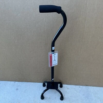 Bastón Cuádruple Equate con Base Pequeña para Caminar, Para Adultos y Mayores, Blackq Foto 1 de 4