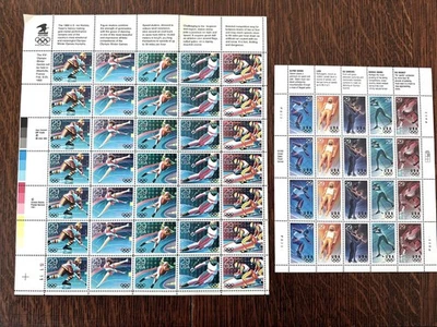 USA 1992 Sc 2611-15 + 1994 Sc 2807- 11 Winter Olympics, Full Pane of 20/35, MNH - Image 1 of 2
