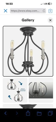 Progress Lighting P350042-143 Whisp 3 Light 15"W Semi Flush Ceiling - Graphite - Image 1 of 3