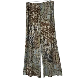 Chicos Boho Pants Women Size 1 Medium Artsy Palazzo Pull On High Rise Wide Leg - Picture 1 of 11