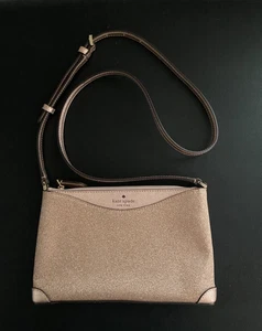 Kate Spade New York ROSE GOLD K4624 Small Shimmy Glitter Crossbody Purse NWOT - Picture 1 of 12