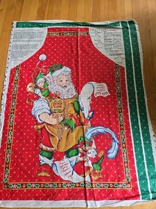 Vintage Cut and Sew Panel Christmas Bib Apron Santa Clause - Picture 1 of 8