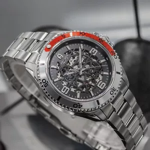 Aquacy Skeleton Automatic Miyota Movement by Citizen Men's Watch 200M Red - Picture 1 of 23