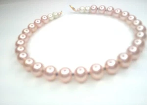 Pink and Off White Glass Pearl Two Tone Choker Necklace Handstrung Jewelry - Picture 1 of 8