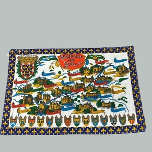 Vintage France Chateaux de la Loire in Touraine Cotton Tea Towel Tour Map - Picture 1 of 10