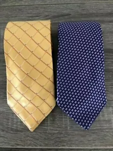 Lot of 2 Michael Michael KORS Men's Neck Ties Yellow Purple 100% Woven Silk VGC - Picture 1 of 2