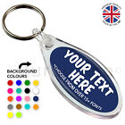 Personalised Custom Text Gift Keyring Key Fob 50 x 25 mm | Round Oval Size