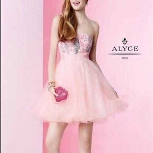 ALYCE Paris 1052 Pink rhinestone corset strapless prom homecoming dress - Picture 1 of 8