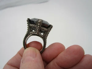 Stunning Massive Stephen Dweck Sterling Silver Facet Hematite 39.7 Gram Ring - Picture 1 of 7