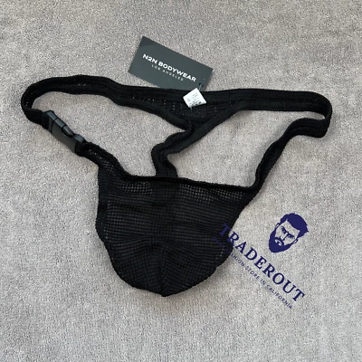 N2N Bodywear Men black fire island X see-through swim thong swimwear size M L XL - Image 1 of 4