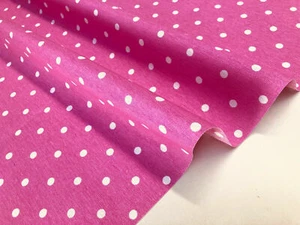 PINK Polka Dot Fabric Spots Dots PolyCotton Material Chic Textile 55'' Wide - Picture 1 of 5