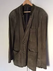 VINTAGE TRACHTEN LEDERJACKE GR.50 HOCHWERTIG FEINSTES WEICHES WILDLEDER OLIVGRÜN - Bild 1 von 12