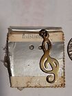 VINTAGE ELCO 22k Gold On Silver Treble Clef Music CHARM 1in