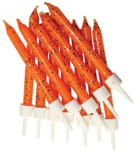 Orange Glitter Cake Candles 12pk Wedding Happy Birthday Party Decoration Topper