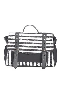 BANNED Apparel White Stripe Gothic Emo Punk Spooky Nightwalks Messanger Bag - Picture 1 of 6