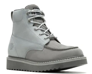 Harley-Davidson Men's Beau 6-Inch WP Light Grey Leather Motorcycle Boots, D93858 - Picture 1 of 4