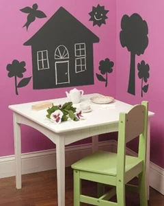 House and Trees Chalkboard w/ chalk Wallies Peel and Stick Chalk Board - Picture 1 of 2