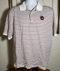 Bobby Jones Players S/S Polo Shirt Large Lg L Striped Red/Black Army and Navy  - Picture 1 of 4