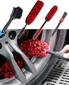 Professional 4 Pack Long Handle Wheel Brush Kit for Cleaning Wheel and Tire 2X - Picture 1 of 3