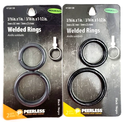Lot of 2 Packs Peerless Welded Rings Med Duty 4728138 3/16" x 1" & 3/16" x 1-1/2 - Image 1 of 4