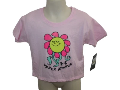 Under Armour 100% Cashmere Pink Sparkly Flower Crew Neck T-shirt Girl's 3T New - Image 1 of 4