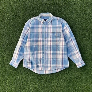 Vintage 90s Distressed Flannel Blue/Purple Points West Button Up Size Large - Picture 1 of 9