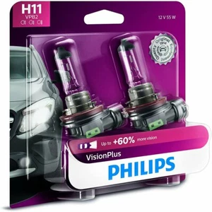 Philips H11 VisionPlus Upgrade Headlight Bulb with up to 60% More Vision, 2 Pack - Picture 1 of 5