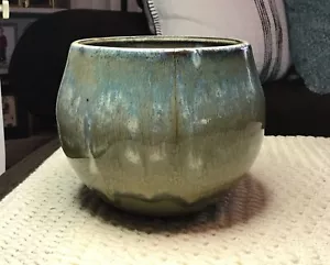 Vaso vintage ceramica verde a goccia vetro fioriera gresina 5" 290A - Foto 1 di 12