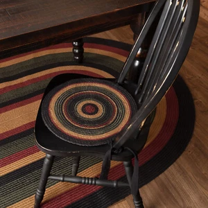 VHC Brands Rustic 15 in Chair Pad Set of 6 Red Wyatt Jute Kitchen Table Decor - Picture 1 of 7