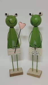Zuckersüßer Frosch aus Metall und Holz 26cm hoch auch als Paar Ostern Osterdeko - Bild 1 von 10