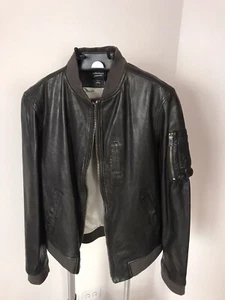 LAMARQUE Leather Jacket Ma-1 Model, Brown, Size L, Military Bomber Style - Picture 1 of 10