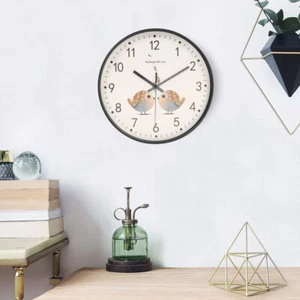 Round Clocks Bird Dial Plate Clock Wall Clock Sweep Quartz Silent & Non Ticking - Picture 1 of 10