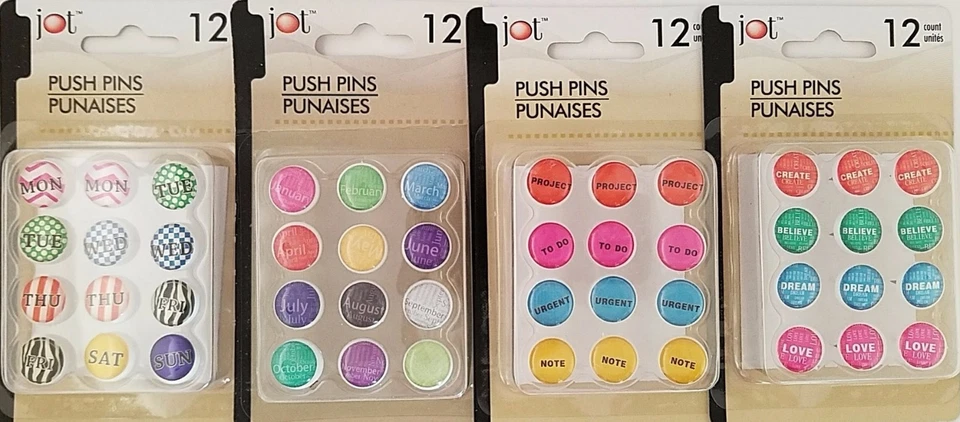 THEME TOP PUSH PINS Display Boards 12/Pk, SELECT: Day, Month, Priority, Emotion - Image 1 of 1