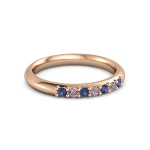 Birthday Gift For Her Blue Sapphire Gemstone Eternity Ring Size 7 925 Silver - Picture 1 of 15