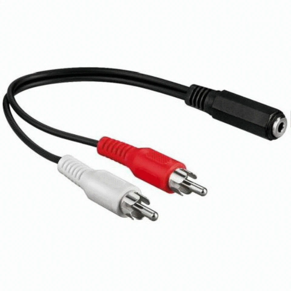 Amiga Audio Cable Adapter for PC Speakers 2x Male RCA 3.5mm Jack Female