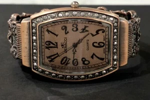 Vintage Deco Boho Victorian Finish Chic Ladies Filigree Bangle Cuff Watch - Picture 1 of 7