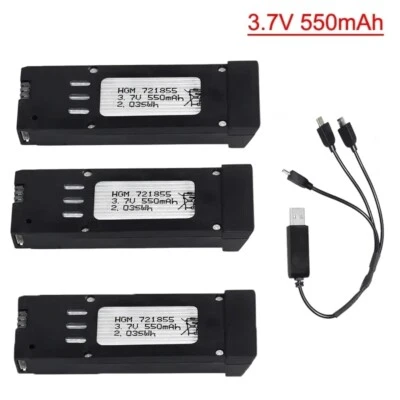 3x 3.7V 550mAh Battery 3 in 1 Charger for RC Quadcopter Drone JY019 E58 S168 USA - Image 1 of 4