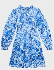 POLO RALPH LAUREN Girl's Smocked Floral Jersey Day Dress, XL (16) - Picture 1 of 1