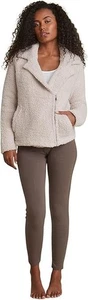 Barefoot Dreams CozyChic FAB! Shearling Moto Pockets Jacke in Stone Größe XS - Bild 1 von 10