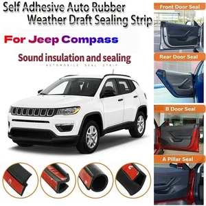Door Rubber Seal Strips Weather Draft Wind Noise Reductionu For Jeep Compass - Picture 1 of 14