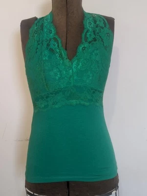 Bozzolo женщин Babydoll с бретелью через шею бак размер M зеленый с подкладкой Y2K стиль наслоения - Изображение 1 из 4