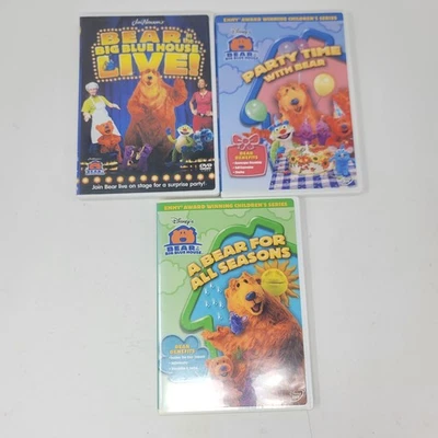 [Lot of 3] Bear in the Big Blue House DVDs: All Seasons, Party Time [w/ Flaws] Foto 1 de 4