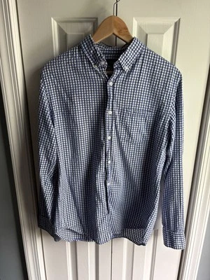 J Crew Factory Mens Blue Gingham Long Sleeve Seersucker Button Down Shirt Size M - Image 1 of 4